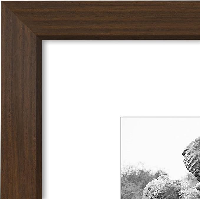 Americanflat 8x8 Picture Frame - Matted to 4x4 - Engineered Wood - Walnut | Shatter-resistant glass, wall or tabletop display with included easel, sawtooth hangers included