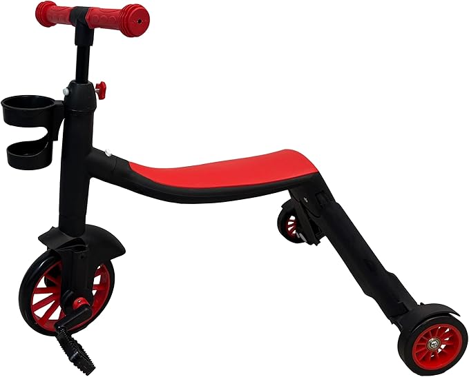 LIU&LIU Kids Trike,7-in-1 Toddler Tricycle,Indoor Outdoor Scooter Balance Bike,Ride-On Bike Multifunctional with 3 Height Handlebar,Red