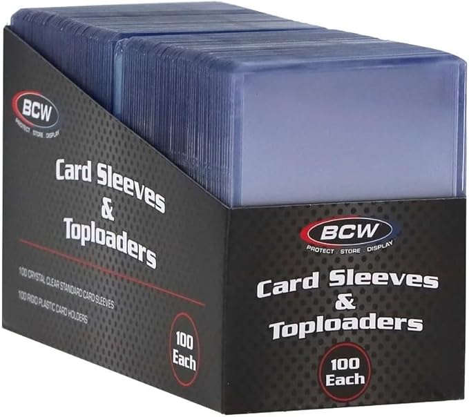 BCW Card Sleeves and Toploaders for Card Combo - 100 Count | Top Loaders and Acid-Free Penny Sleeves | Great for Football, Magic: The Gathering, Pokémon, and Baseball Card Protectors
