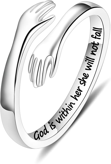 Yesteel Valentines Gifts for Kids Teen Girls - S925 Sterling Silver Hug Ring for Teen Girls Women, Adjustable Ring Jewelry Mothers Day Birthday Gifts for Daughters Mom Sister Wife Friends Grandma