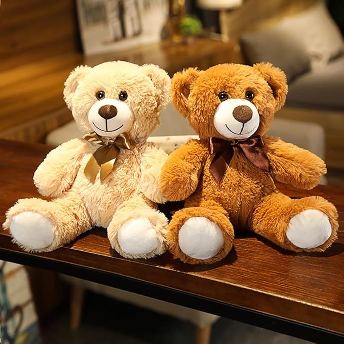 Teddy Bear Stuffed Animal, 12inch Teddy Bear Plush Toy, Birthday Valentine's Day Xmas Gifts for Kids Boys Girls Friends (B-Dark Brown)