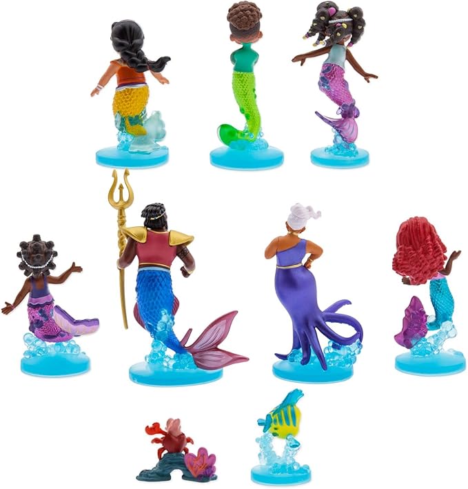 Disney Store Official Junior's Ariel Deluxe Figure Play Set - With Ariel, Triton, Ursula & Friends - Mermaid Toys Characters Figurines
