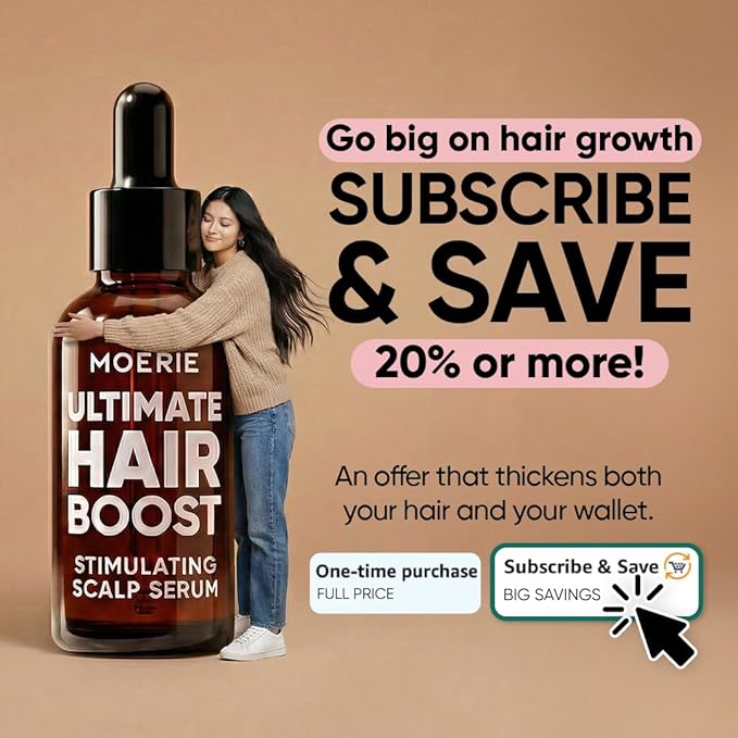 MOERIE Ultimate Hair Growth Serum for Natural Hair Regrowth & Thickening - Anti Thinning & Hair Loss Treatment for Women - Rapid Hair Growth Products - Scalp Oil Alternative - 1.69 fl oz, 2 pack