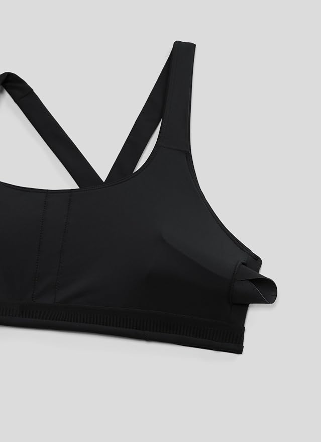 CRZ YOGA SculptAir Wide Straps Cross Back Sports Bras for Women - U Neck Medium Impact Wireless Padded Workout Top