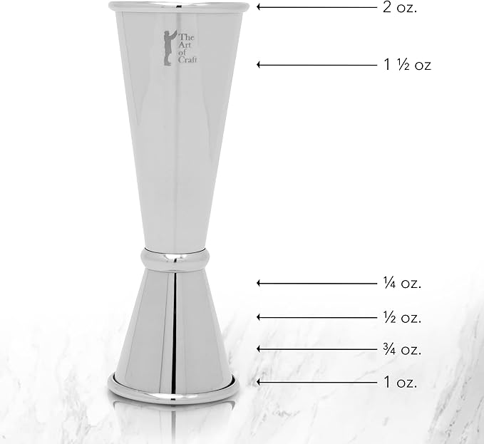 Japanese Jigger: 1oz 2oz Stainless Steel Double Cocktail Jigger with Measurements Inside – Measuring Tool for Bartenders