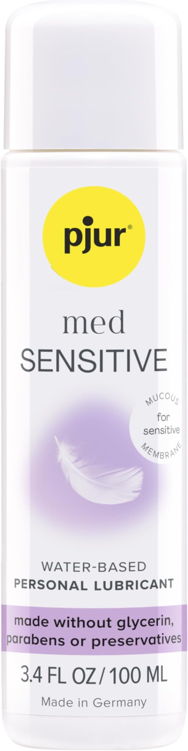 pjur med Sensitive, Water-Based Lubricant, Long Lasting, 3.4 fl oz | Intimate Sex Lube for Men, Women & Couples, Safe for Erotic Toys