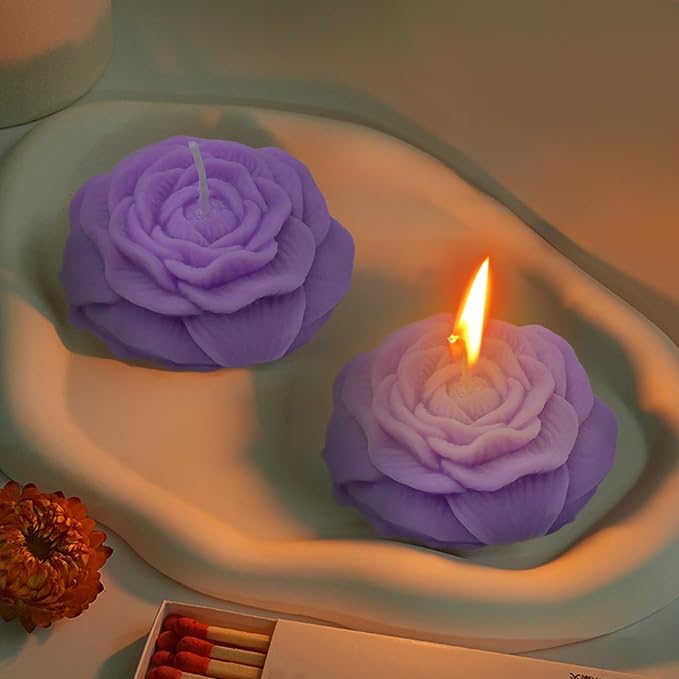 3 Colors Peony Flower Shaped Low Temperature Candles Soy Wax Low Temperature Candle Used for Romantic Night Decoration