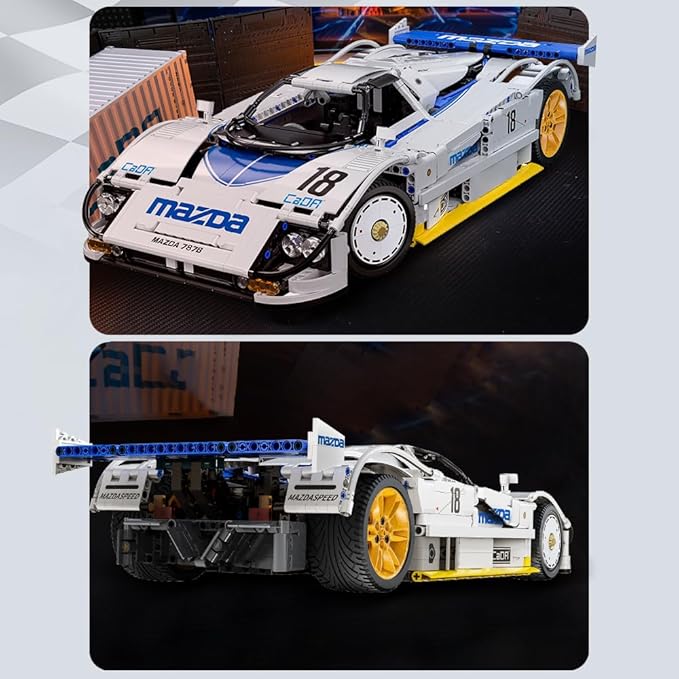 CaDA C63007W Mazda 787B Racing Car Building Blocks,1797 PCS 1:10 Licensed Supercar Technik Model Set with Rotary Engine Simulation