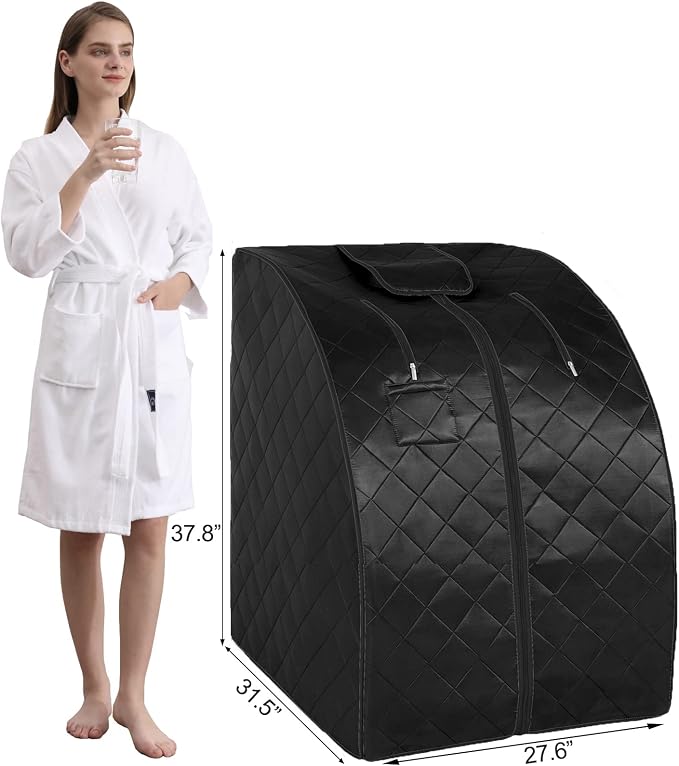 ZONEMEL Portable Infrared Sauna, 1 Person at Home Full Body Sauna, Individual Home Spa Tent with Heating Foot Pad, Upgraded Sauna Chair (L 27.6’’ x W 31.5’’ x H 37.8’’, Black)