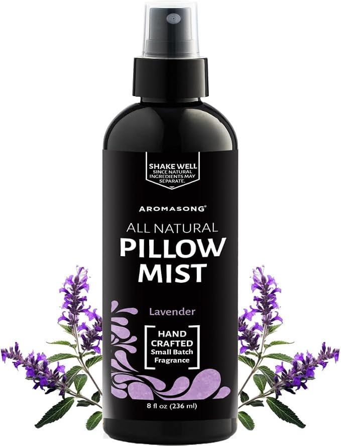 Aromasong Lavender Pillow Spray - All Natural Linen & Bedtime Mist for Sleep - Aromatherapy Botanical Essential Oils for Sleeping - Fragrance Scent 8 Oz.