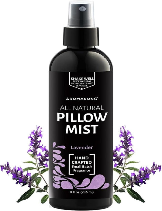 Aromasong Lavender Pillow Spray - All Natural Linen & Bedtime Mist for Sleep - Aromatherapy Botanical Essential Oils for Sleeping - Fragrance Scent 8 Oz.
