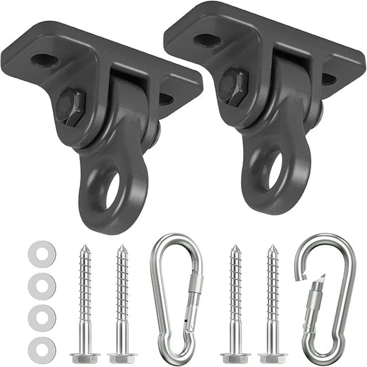 Heavy Duty Porch Swing Hangers Kit, with Screws Bolts for Wooden Sets Playground Porch Patio Yoga Seat Indoor Outdoor Hanging Snap Hooks (2 Pack Black)