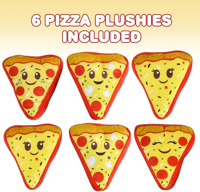 ArtCreativity Mini Plush Pizza Toys for Kids, Set of 6, Soft and Cuddly Soft Stuffed Toys in Assorted Designs, Plush Party Favors for Kids, Cute Pizza Party Decorations, 4.5 Inch