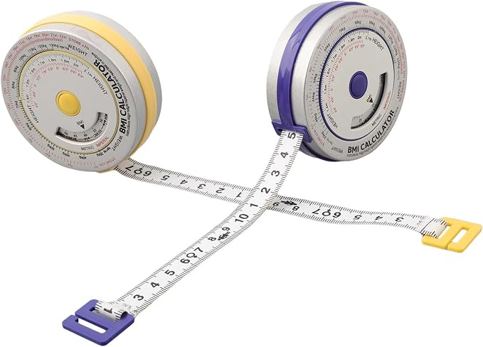 BMI Body Mass Index Retractable Tape Measure, Push-Button Locking Diet Tool for Waist Hip Arm Chest Thigh, Accurate Plastic Ruler for Fitness Tracking, 150cm/200cm(blue)