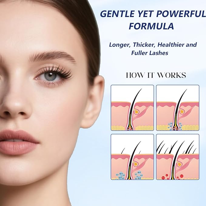 Lash Serum for Eyelash Growth- Fuller & Longer Looking Eyelashes, Eyelash Growth Serum Volumizing With Natural Formula Vegan, For Sensitive Eyes ，Vegan & Cruelty-Free-3mL
