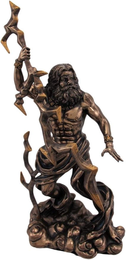 PTC King Zeus Grecian God Throwing Lightning Resin Statue Figurine