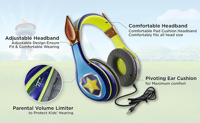 Paw Patrol Chase Headphones for Kids with Built in Volume Limiting Feature for Kid Friendly Safe Listening