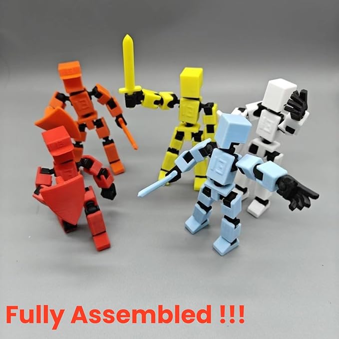 Mini 13 Action Figure, Mini T13 Action Figure 3D Printed, Fully Articulated Robot, Dummy 13 Action Figure Easy 13 Action Figure, Stop Motion Animation, Gift (3 Pack - C)
