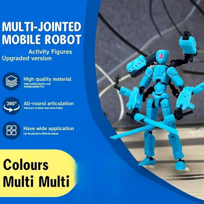 T13 Action Figures Helix Robot 8 Inch, Assembly Completed T 13,3D Printed Robo 13 - The Premium Action Figures for Sci-Fi Enthusiasts Blue (Glows in The Dark)
