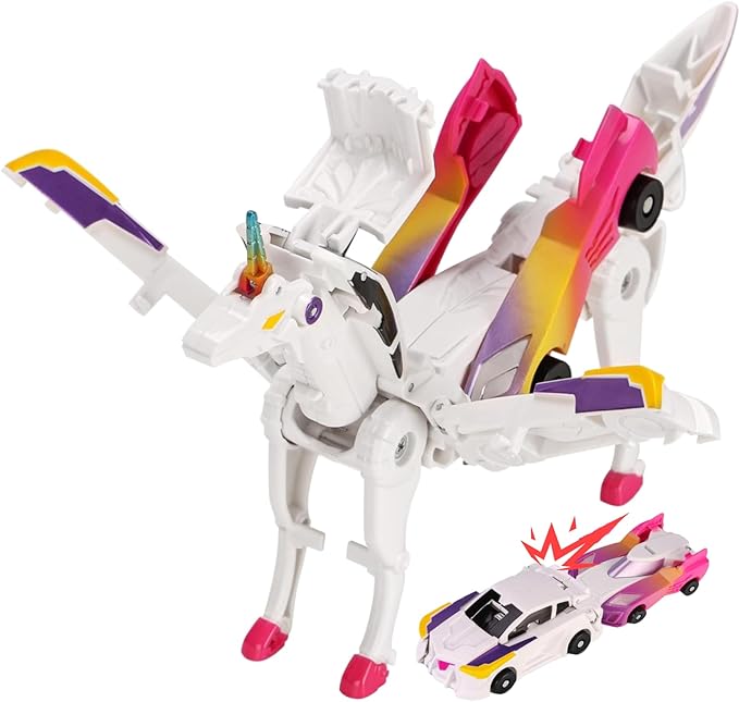 Collision Transforming Dinosaur Car Toy,Transformation Car Toy, 2in1 Magnetic Dinosaur Transformer Cars for Boys & Girls Party Favors Gift for Birthday, Christmas (Pink)