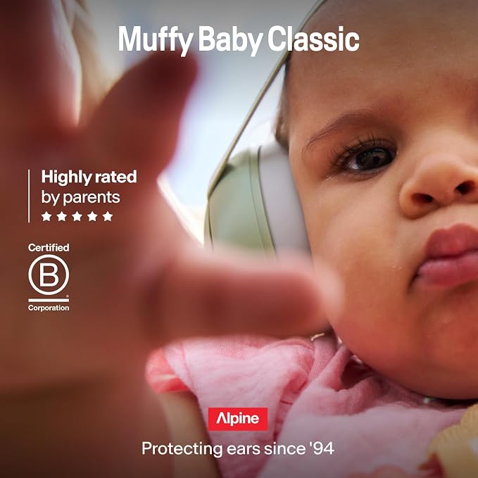 Alpine Muffy Baby Ear Protection for Babies and Toddlers up to 36 Months - CE & ANSI Certified - Noise Reduction Earmuffs - Comfortable Baby Headphones Against Hearing Damage & Improves Sleep - Blush