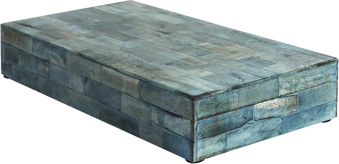 Handicrafts Home Large Decorative Storage Box with Lid – 12x6x2” Coffee Table Organizer, Keepsake- Decorative Boxes for Home Decor, Stylish Decorative Box for Office Decor- Verdigris