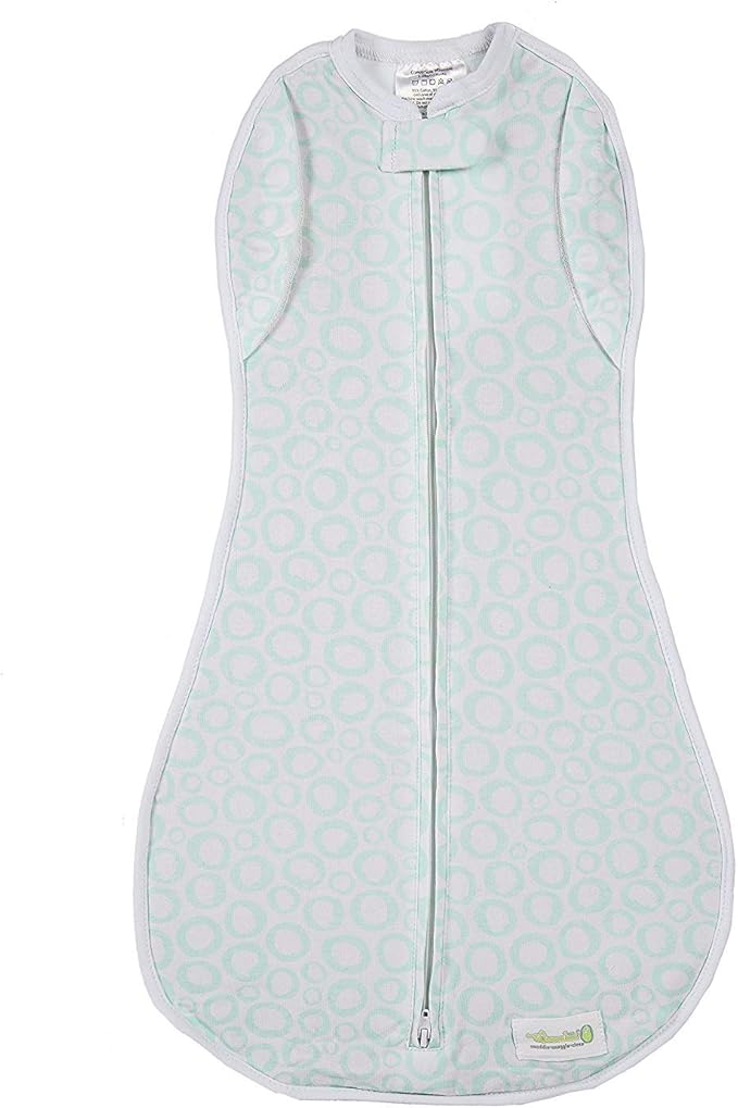 Woombie Convertible Unvented Nursery Swaddling Blankets, Mint O's, 5-13 Pounds