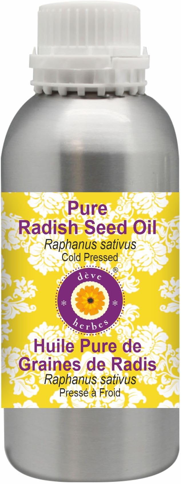 Deve Herbes Pure Radish Seed Oil (Raphanus sativus) Cold Pressed 1250ml (42 oz)