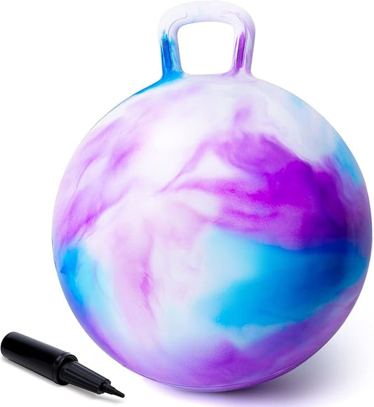 ZOOJOY Hopper Ball, Hopping Toys for Kids, 22 inch Bouncy Ball with Handle for Boys Girls Aged 10+, Inflatable Clouds Bounce Hopper Toy with Pump