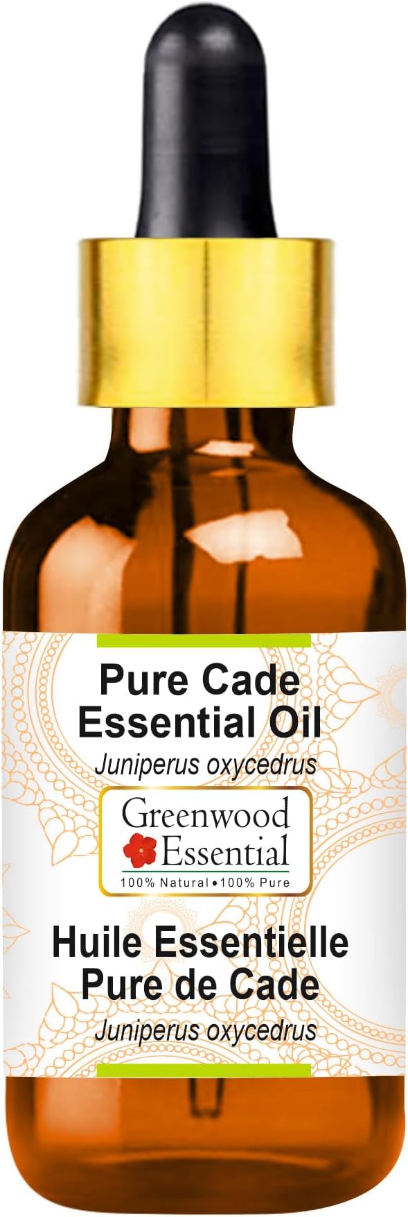 Greenwood Essential Cade Essential Oil (Juniperus oxycedrus) with Glass Dropper | Pure | Non-Sticky | Non-Greasy | Lightweight | Unisex | All Skin Types | Steam Distilled 10ml (0.33 oz)