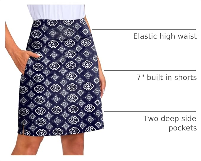 Women's 20" Knee Length Skorts Skirts UPF50+ Athletic Tennis Golf Skirt for Women Casual Summer Skirts