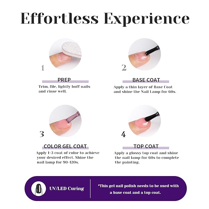 Charming Purple Gel Nail Polish, 0.51 Fl Oz UV/LED Soak Off Deep Violet Gel Polish for Manicure Salon or DIY Nail Art at Home - GP0110