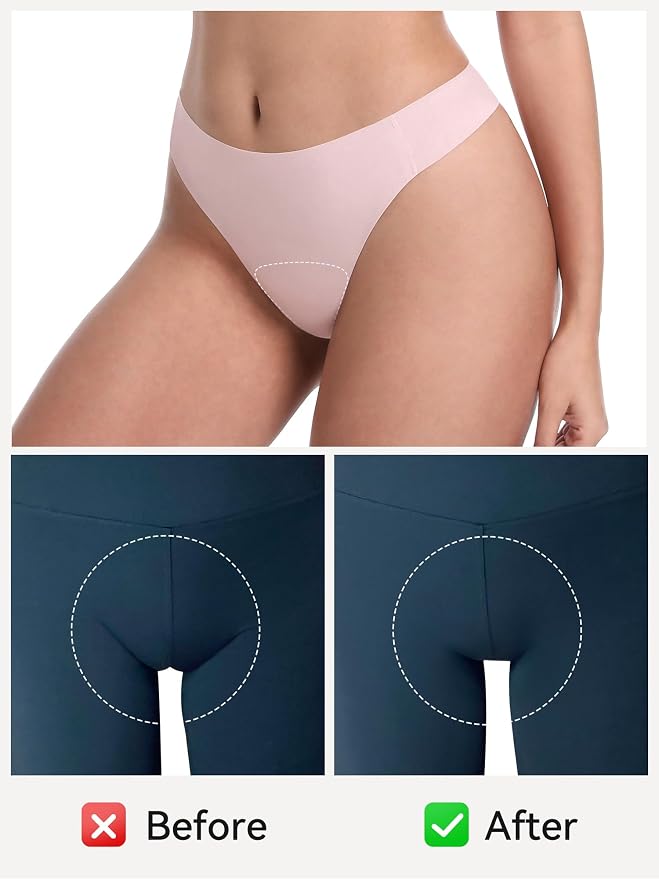 LUCKMEEY Cotton Thongs for Women Seamless Thongs for Women No Show Thong Panty Liners Workout G-String Thongs Underwear