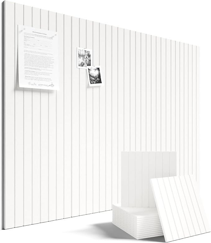 Fluxynara 48" x 36" Large Felt Bulletin Board, Milky White | 12 Pack Cork Board Alternative with 60 Safe Adhesive Tabs, Pin Boards for Wall Decor, Home, Office, Classroom,Dorm
