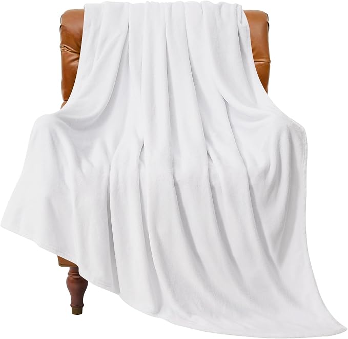 BEDELITE Fleece Blanket Soft Plush Throw for Couch White 50"x70" | Ultra Soft Fleece, Plush Microfiber, Lightweight Warmth, All Season Comfort, Fade Resistant, Machine Washable, Couch Sofa Bed