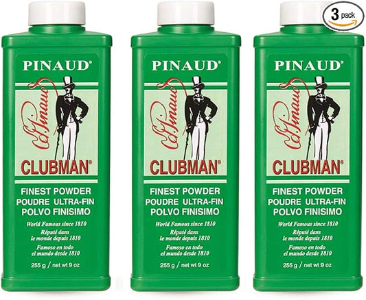 Clubman Pinaud Finest Powder – Classic Body Powder for Men, Moisture Absorbing Aftershave, Barbershop Scent, 9 oz x 3 Packs