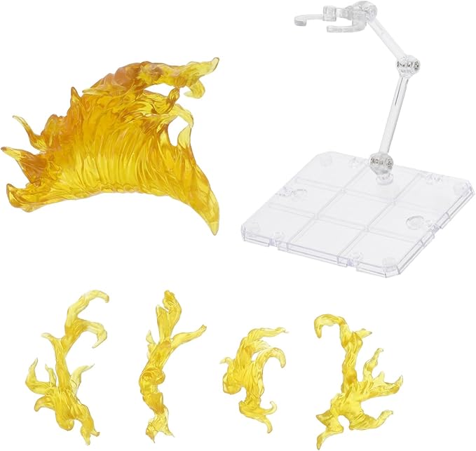 iplusmile Action Figure Stand, Assembly Action Figure Display Holder Base Doll Model Support Stand, Figure Display Fire Effects Compatible with HG RG SD SHF 1/144, Yellow