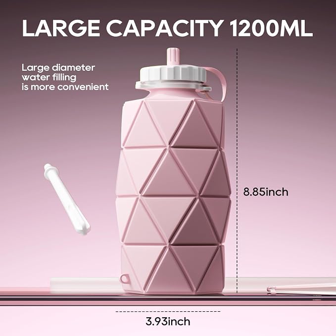 Collapsible Silicone Enema Bag Bottle Kit | 1.2 L Capacity Enema Bottle, 5.2ft Enama Hose, 5 Enima Nozzles, Controllable Flow Valve Coffee Enema kit for Colon Cleanse