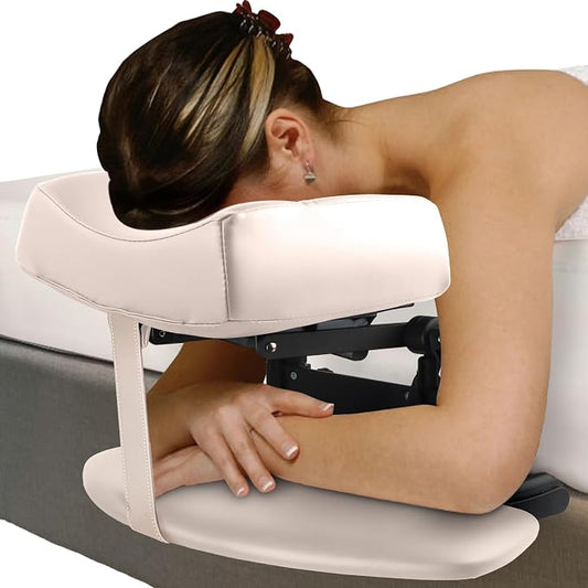 TOROKOM Adjustable Headrest Face Pillow Cradle, Headrest Face Cushion Face Pillow Face Cushion Support Bracket for Salon Home Mattress Massage Kit（White）