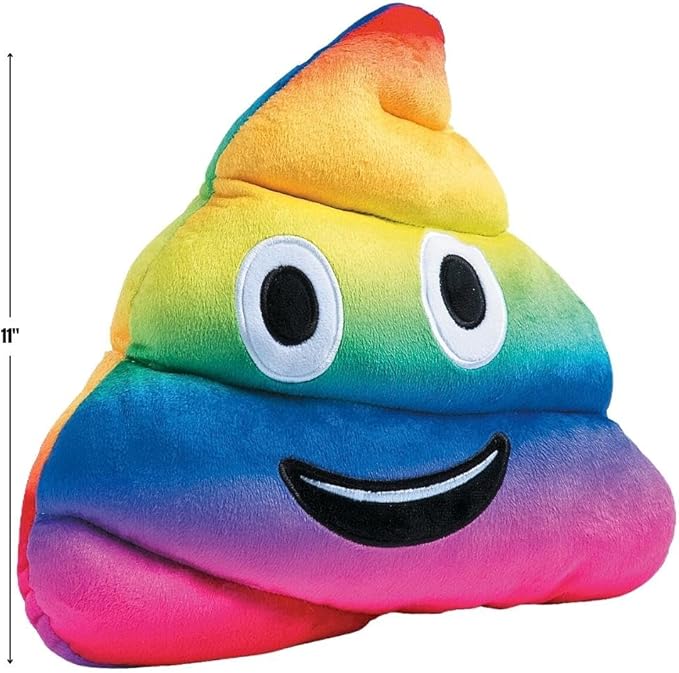 Fun Express Rainbow Emoji Poop Pillow Soft Plush