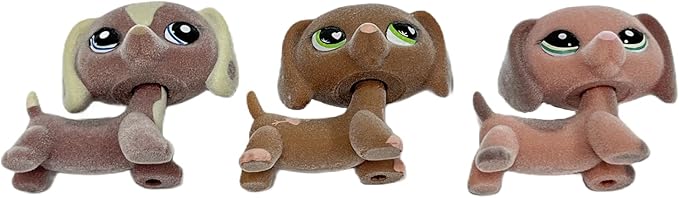 3pcs/Set Custom Flocked Pet Shop Toys Short Hair Cat Kitten Collie Great Dane Cocker Spaniel Dachshund Puppy Dog OOAK Compatible with LPS (#2046 and #556 and #1631)