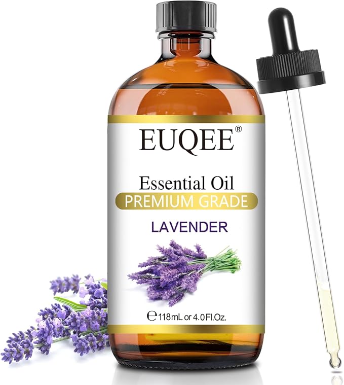 EUQEE Lavender Essential Oil 118mL Lavender Oil Large Capacity Essential Oil with Glass Dropper for Diffuser, DIY Candle - 4Fl. Oz