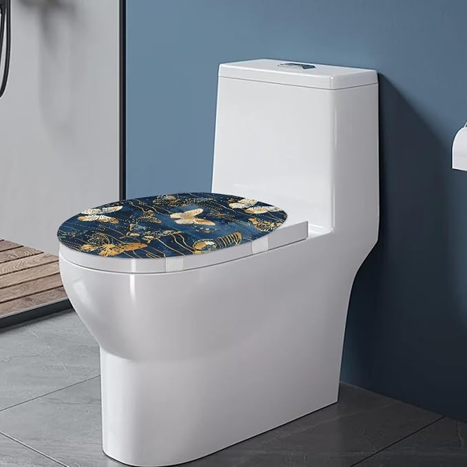 Butterfly Toilet Seat Cover, Machine Washable Reusable Toilet Seat Cover, Suitable for Most Round, Elongated and Oblong Toilet Lid Cover