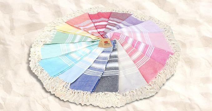 Bazaar Anatolia Turkish Beach Towel – 100% Cotton, Quick Dry, Sand Free Towel for Bathroom, Camping, Travel, Burgundy – Oversized 71x39 Inches – Stripe Mint