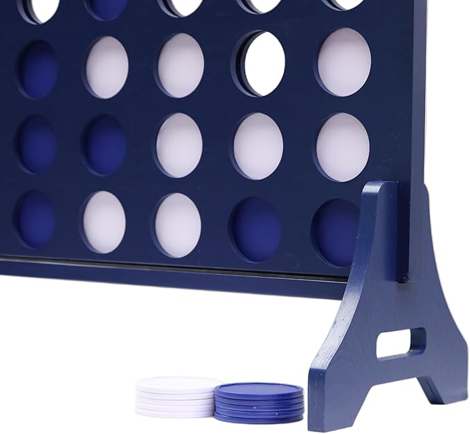 Tailgating Pros Premium Navy Giant Four in a Row with Carrying Case - Jumbo Oversized Outdoor Yard Game - Connect Multiple Pucks in a Row to Win - Many Puck Colors Available!