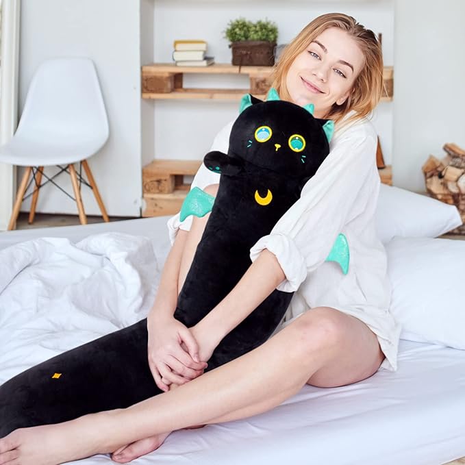 Long Cat Plush, 5 Sizes, 120% Extra Filling Giant Plushness Kids Body Pillow, Kawaii Cute Big Eyes Stuffed Animal Plushie, Big Long Body Pillow Gift for Girls 36'