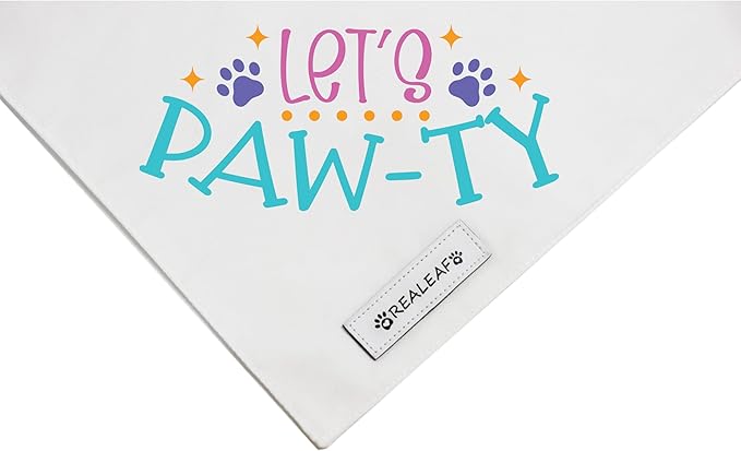Realeaf Birthday Dog Bandanas 2 Pack (White, Large)