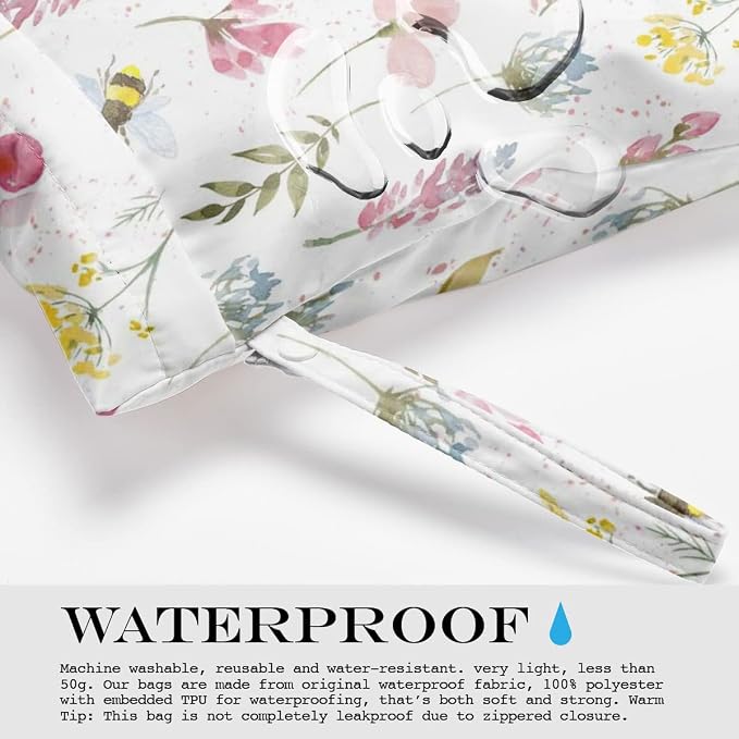 2 Pcs Wet Bag, Wet Dry Bag, Wet Bag for Swimsuit, Travel, Beach, Pool, Diapers, Dirty Yoga Gym Clothes, Toiletries, Makeup Bag, Boho Heart Decor Romantic Gifts for Birthday Wedding.