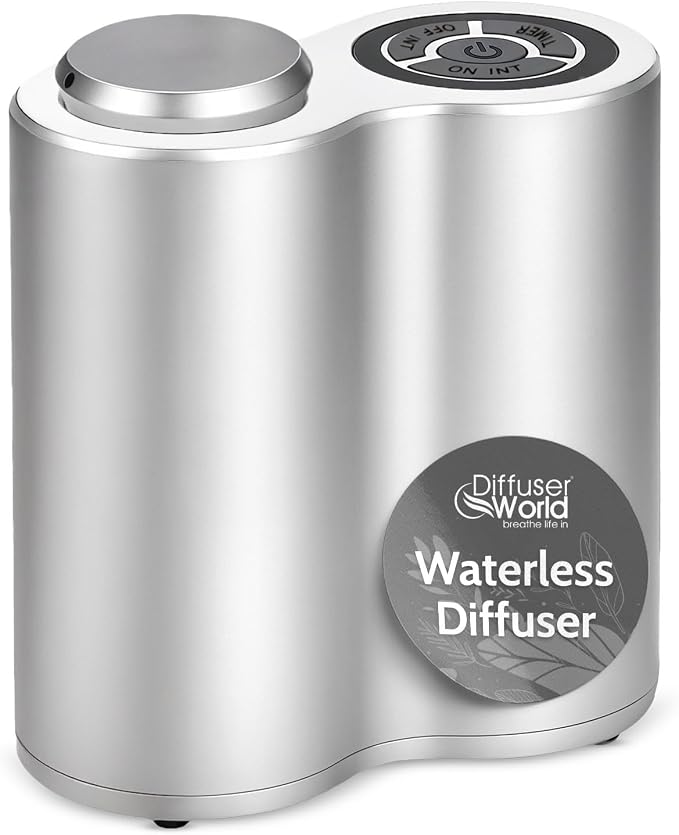 800 Sq Ft Waterless Diffuser for Essential Oils, Aroma Infinity Silver Portable Aroma Atomizer for Room Fragrance, Home Scent Machine, Air Aromatherapy Oil Diffusers