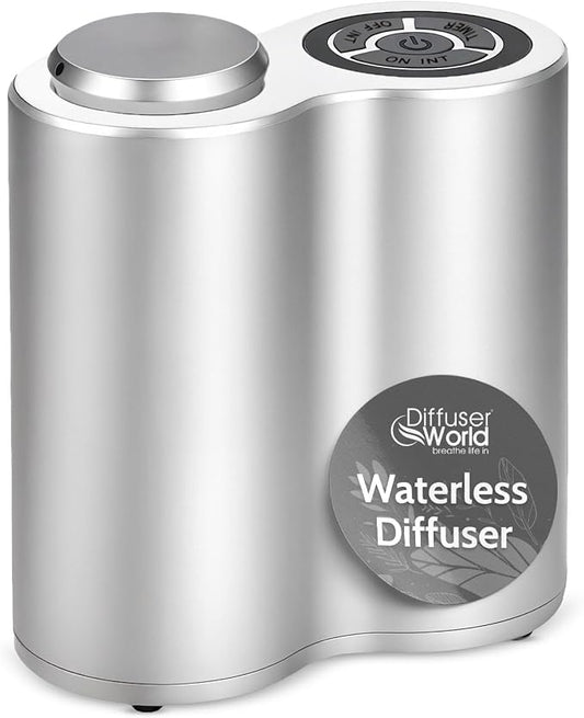 800 Sq Ft Waterless Diffuser for Essential Oils, Aroma Infinity Silver Portable Aroma Atomizer for Room Fragrance, Home Scent Machine, Air Aromatherapy Oil Diffusers